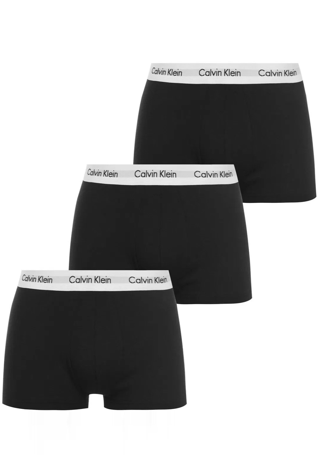 Calvin Klein Mens 3 Pack Boxer Briefs - Mid Rise - Black / White Band