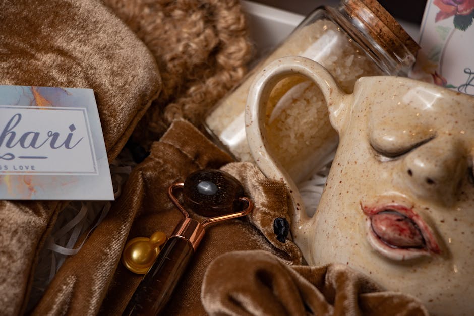 Premium bath and body gift set with body oil, bath salts and cream arranged elegantly