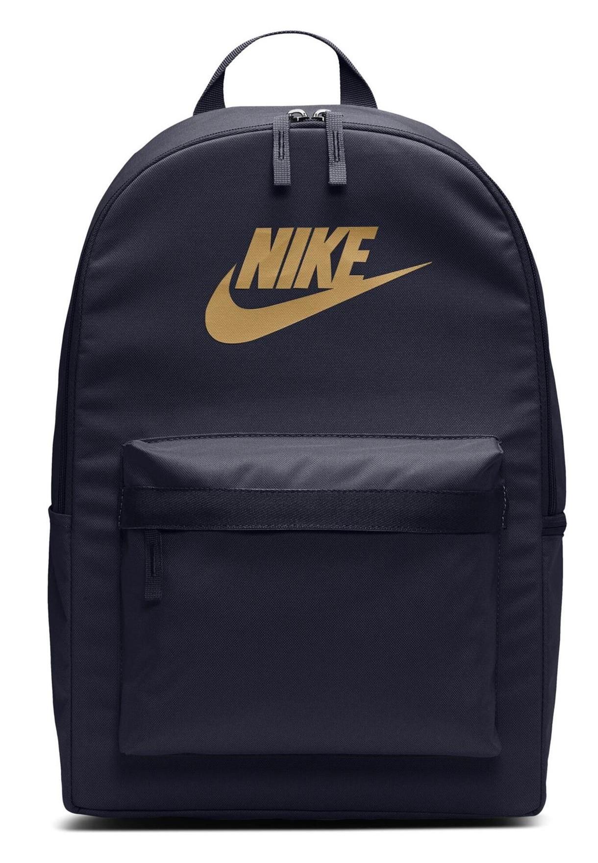 NIKE Unisex Heritage Backpack - 2.0 Bag Black with Gold Logo