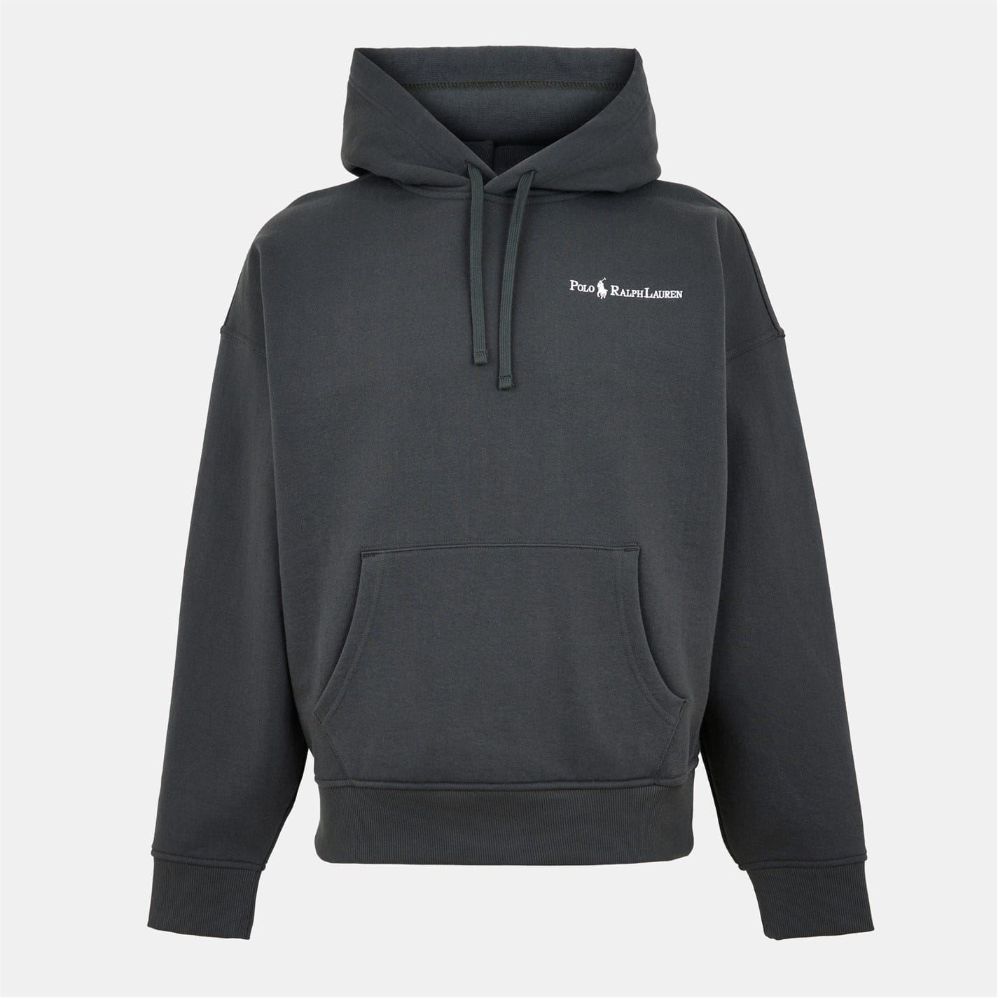Men's Polo Ralph Lauren Hooded Neck Drop Shoulder Sweatshirt in Deep Grey