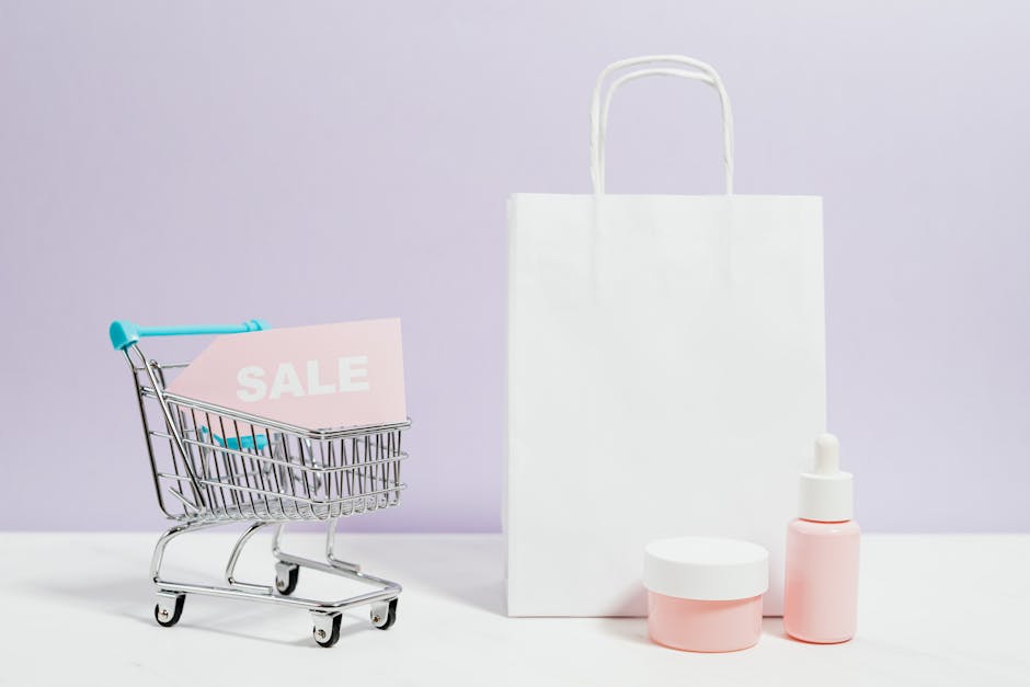 A person browsing designer skincare products on a phone, ready to shop online at a discount