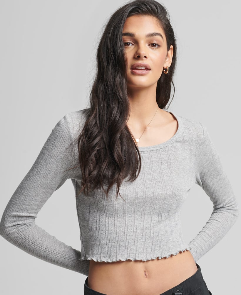 Superdry Organic Cotton Vintage Pointelle Crop Top