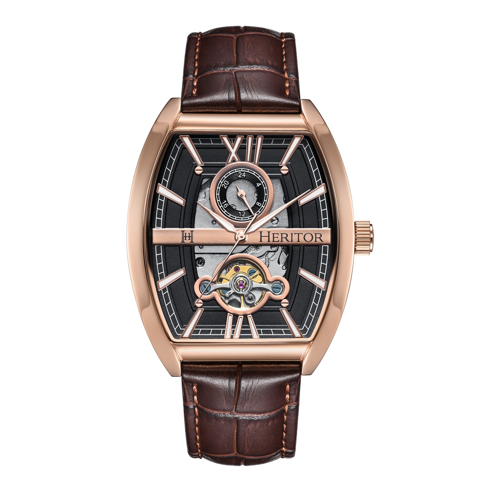 MASTOP Vrouwen Sapphire Horloges Automatische Steampunk Zelf Winding Mechanische Gouden Armband Dames Skelet Polshorloge Lederen Band voor Dames Famale, Bruin Goud, Klassiek : MASTOP