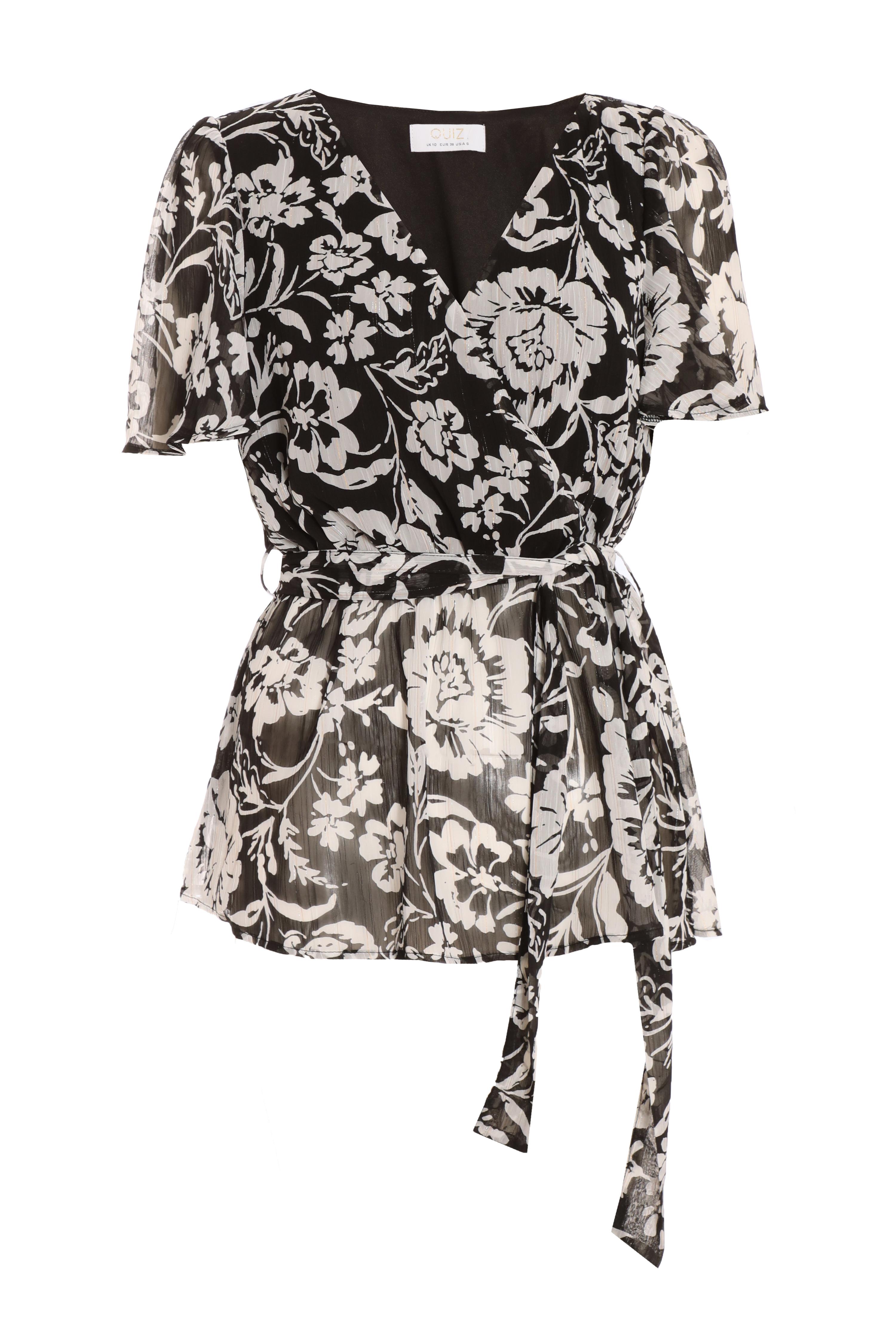 Black Chinon Floral Top main image 1
