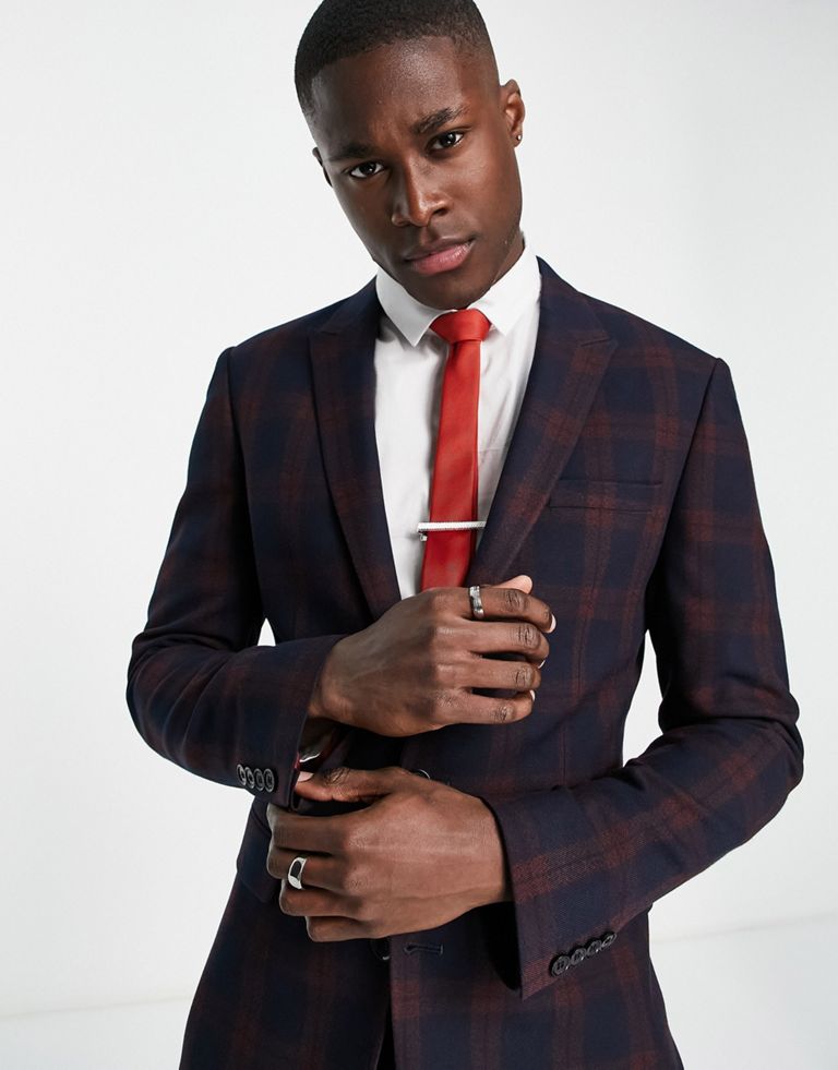 Red tartan suit jacket