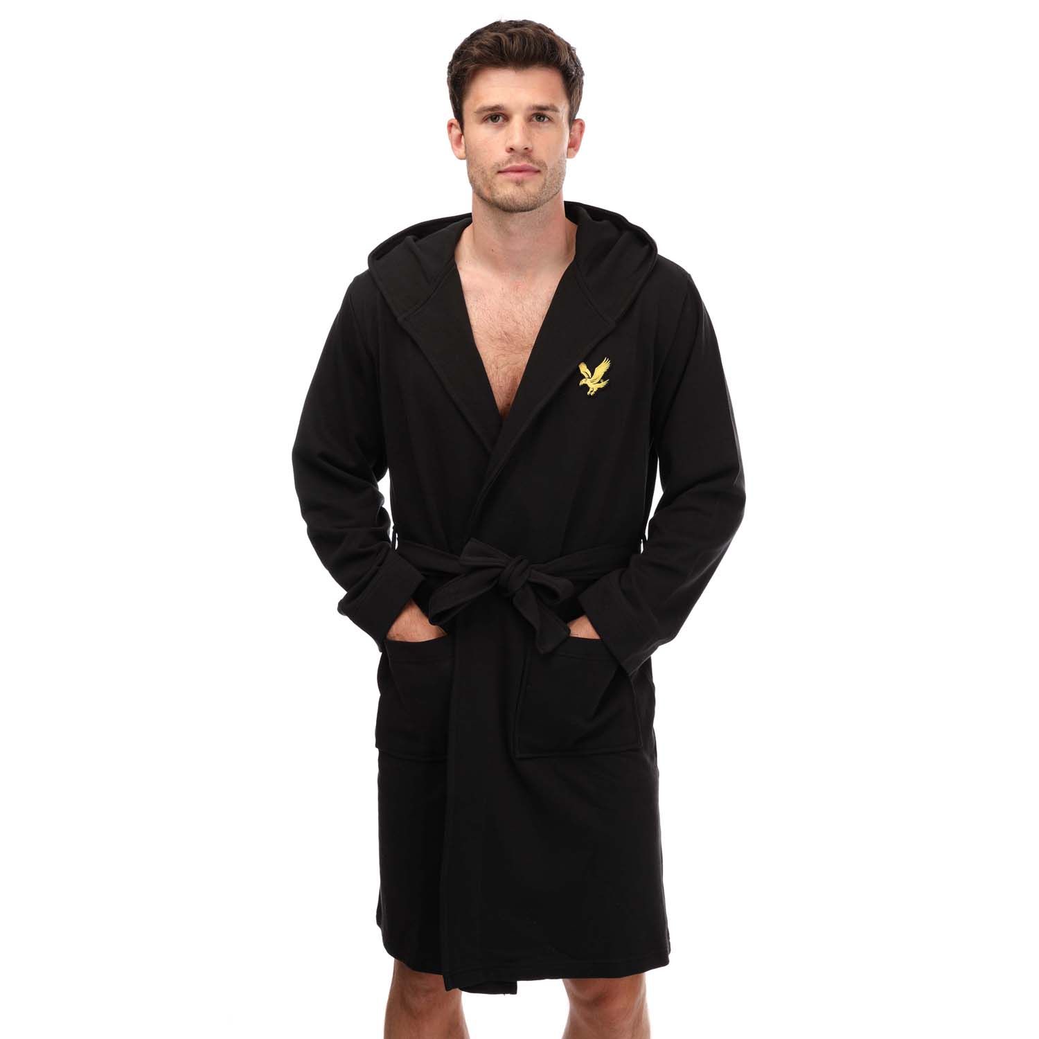 Men's Lyle And Scott Eno Hooded Dressing Gown in Black