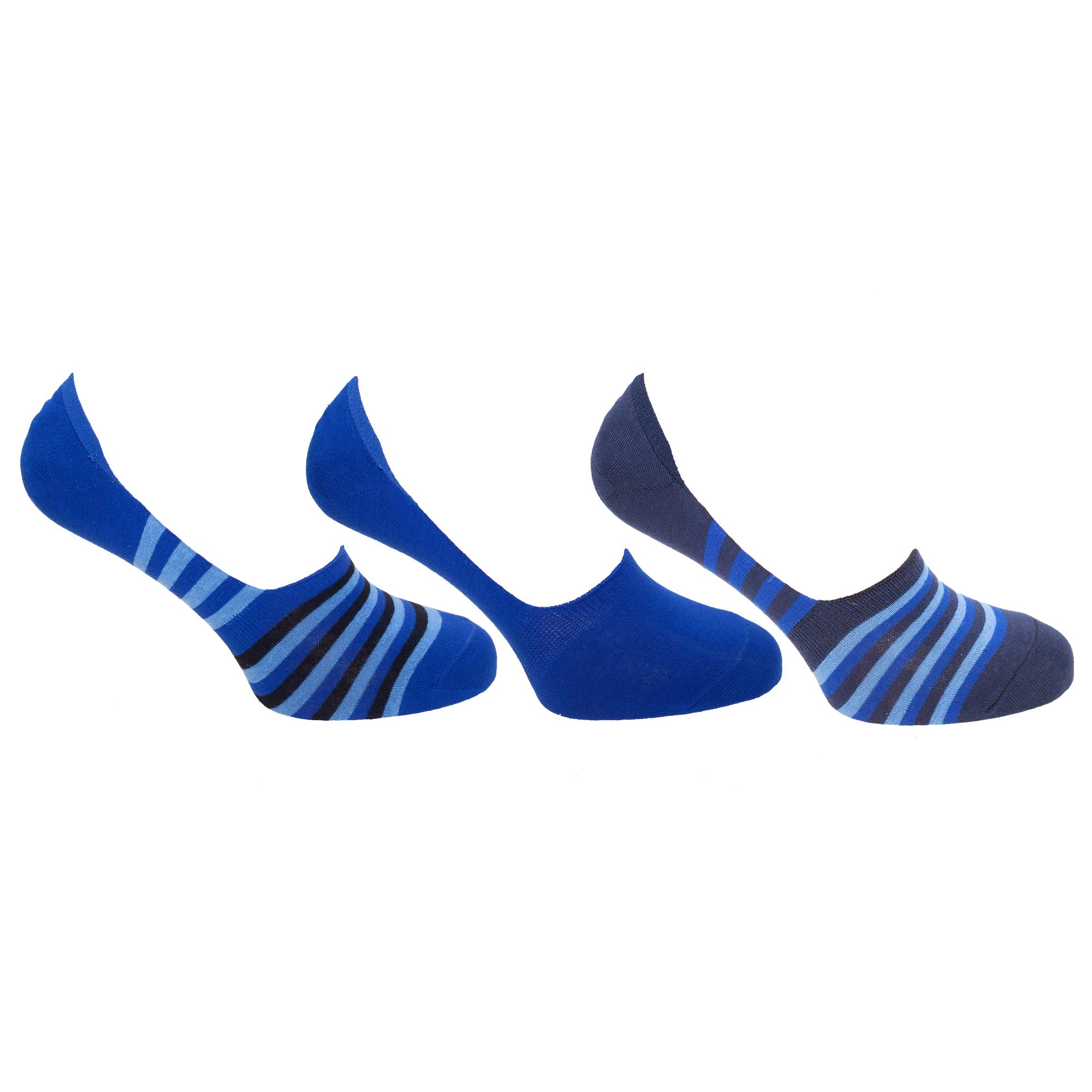 Floso Mens Invisible Trainer Socks (Pack Of 3) (Blue/Black)