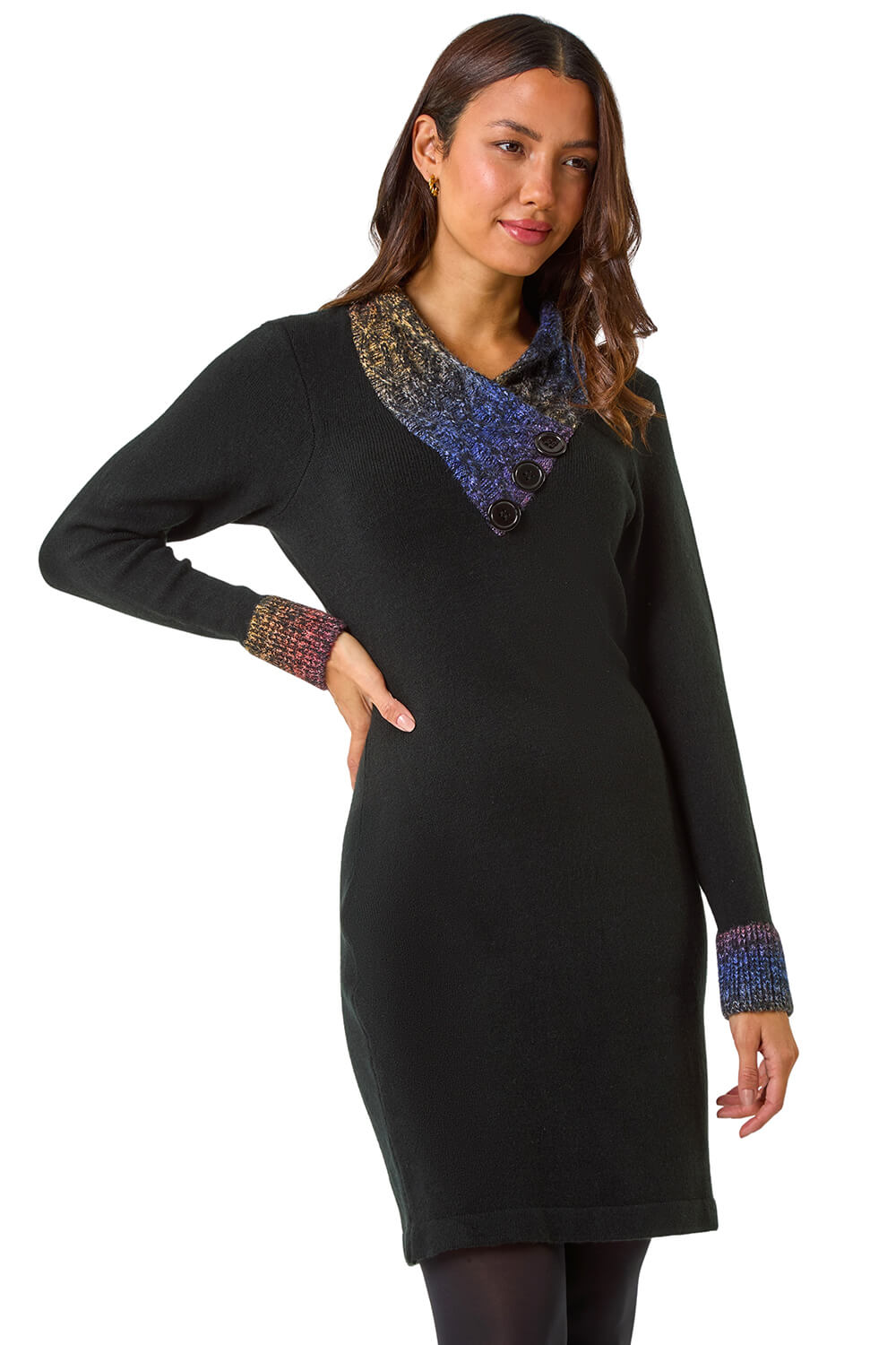 Drop Knitted Dress with Volan