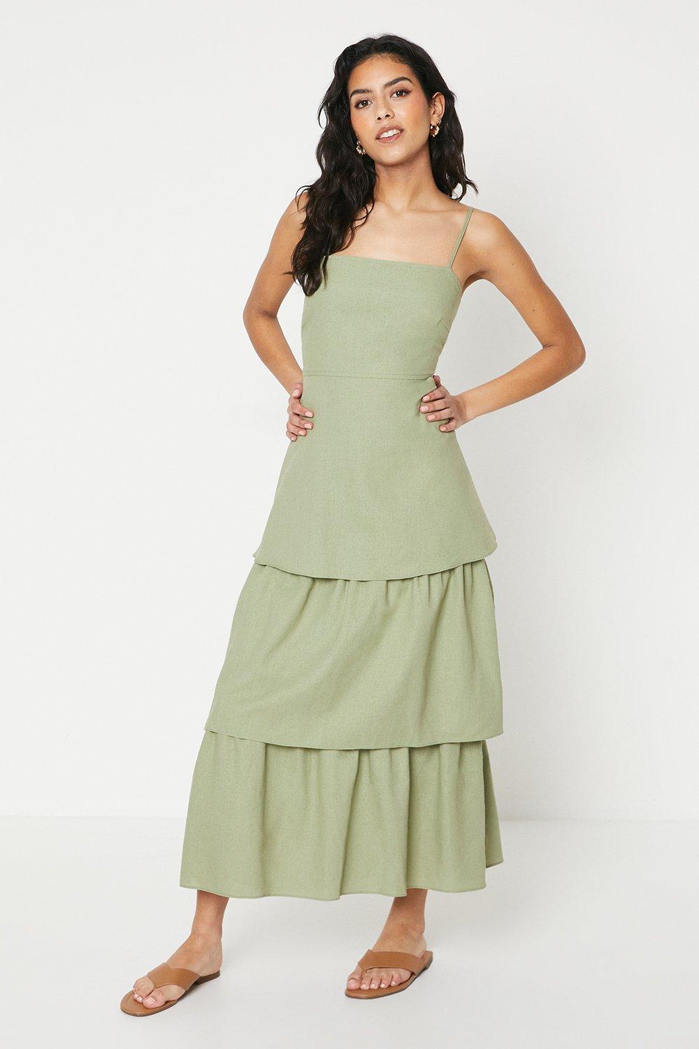 Tie Back Tiered Maxi Cami Dress