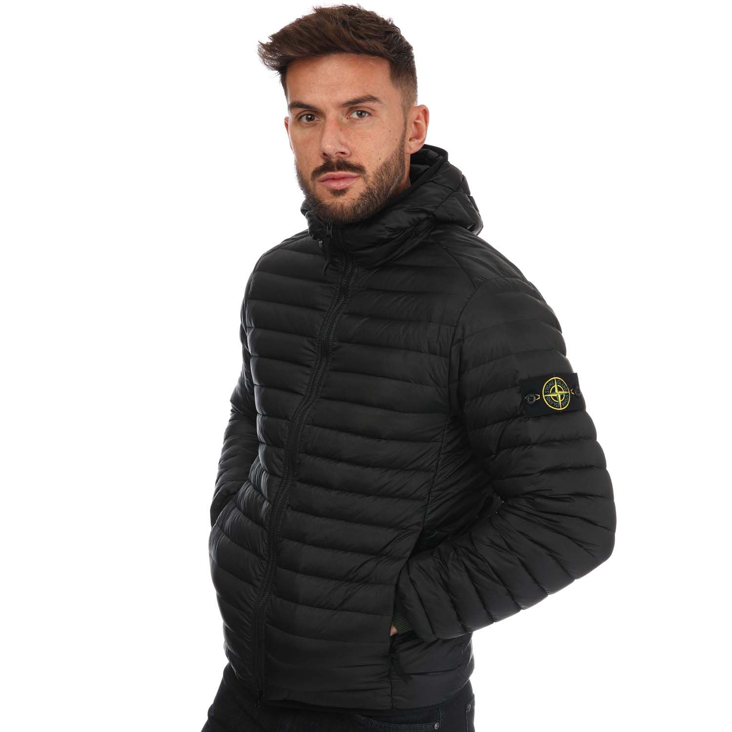 stone island down jacket black