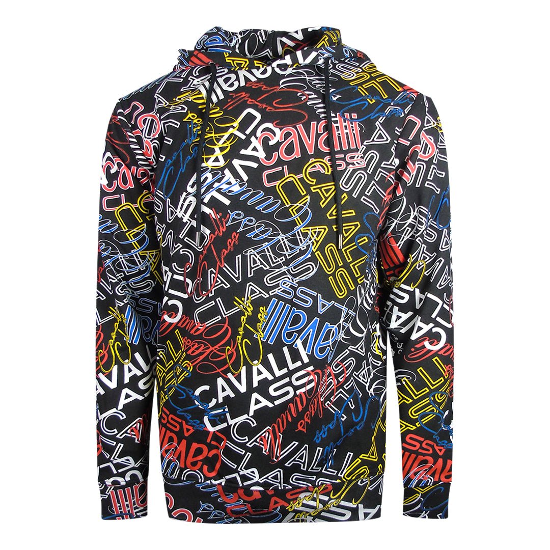 Cavalli Class Large Circle Design Black Zip Up Hoodie