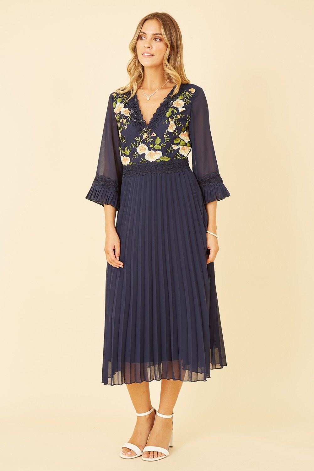 The Floral Pleated Midi | Romantic Bump Friendly Dress