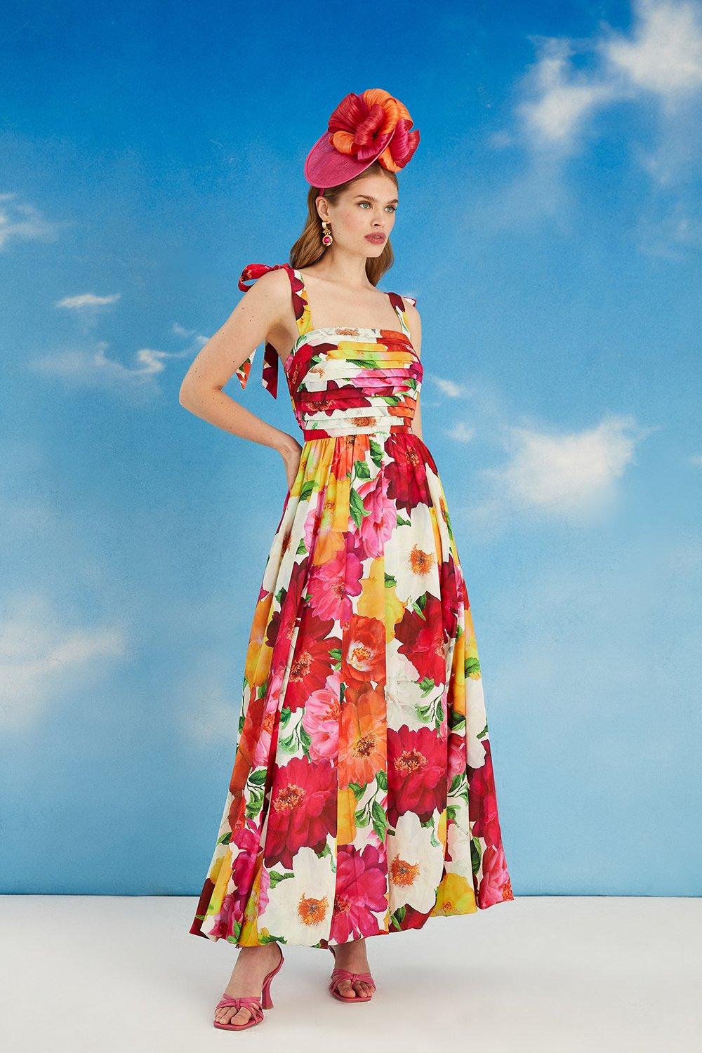 Coast Womens Maxi Dress Multicoloured Polyester Long Poplin