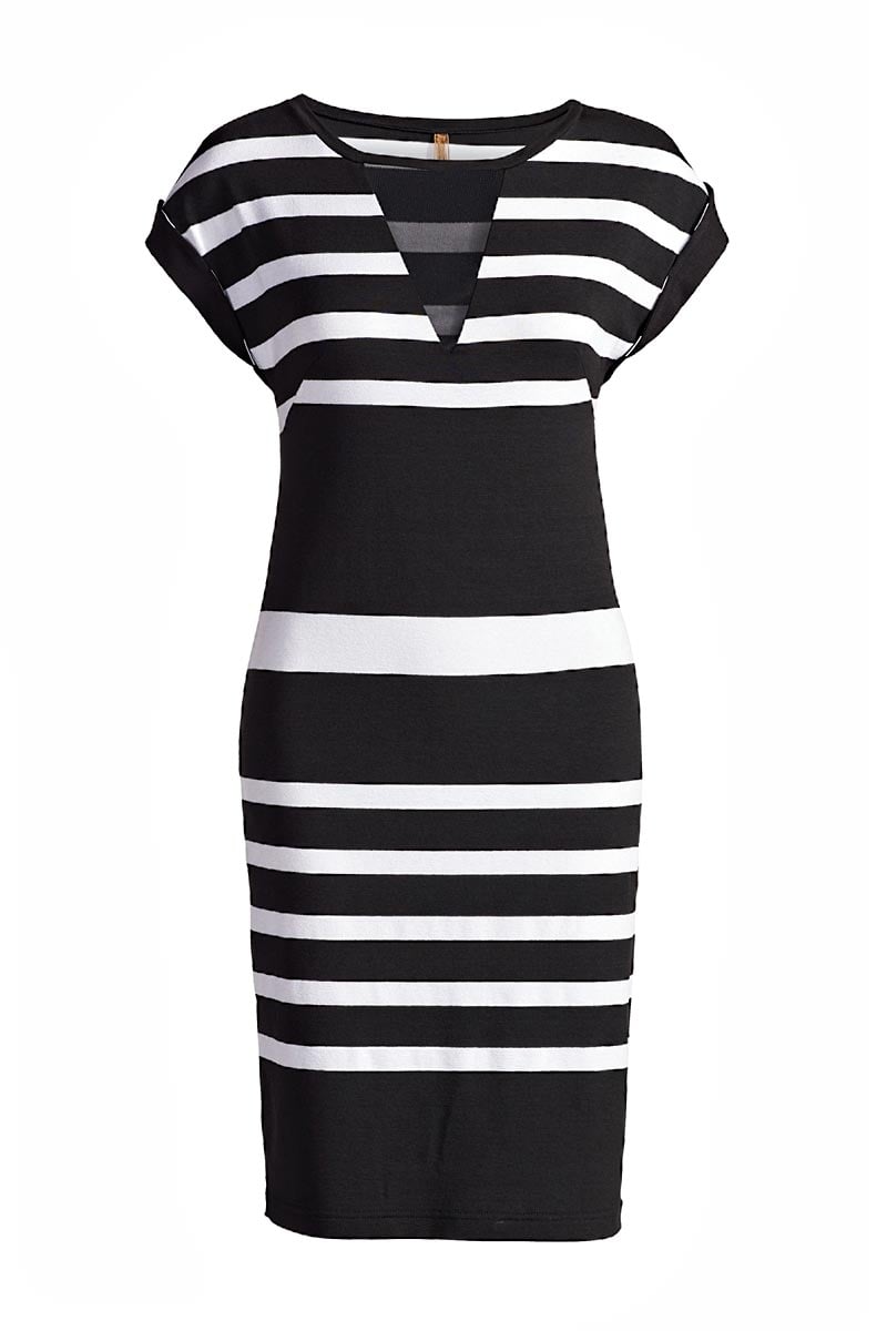 Damen Gestreiftes Kurzarm Kleid