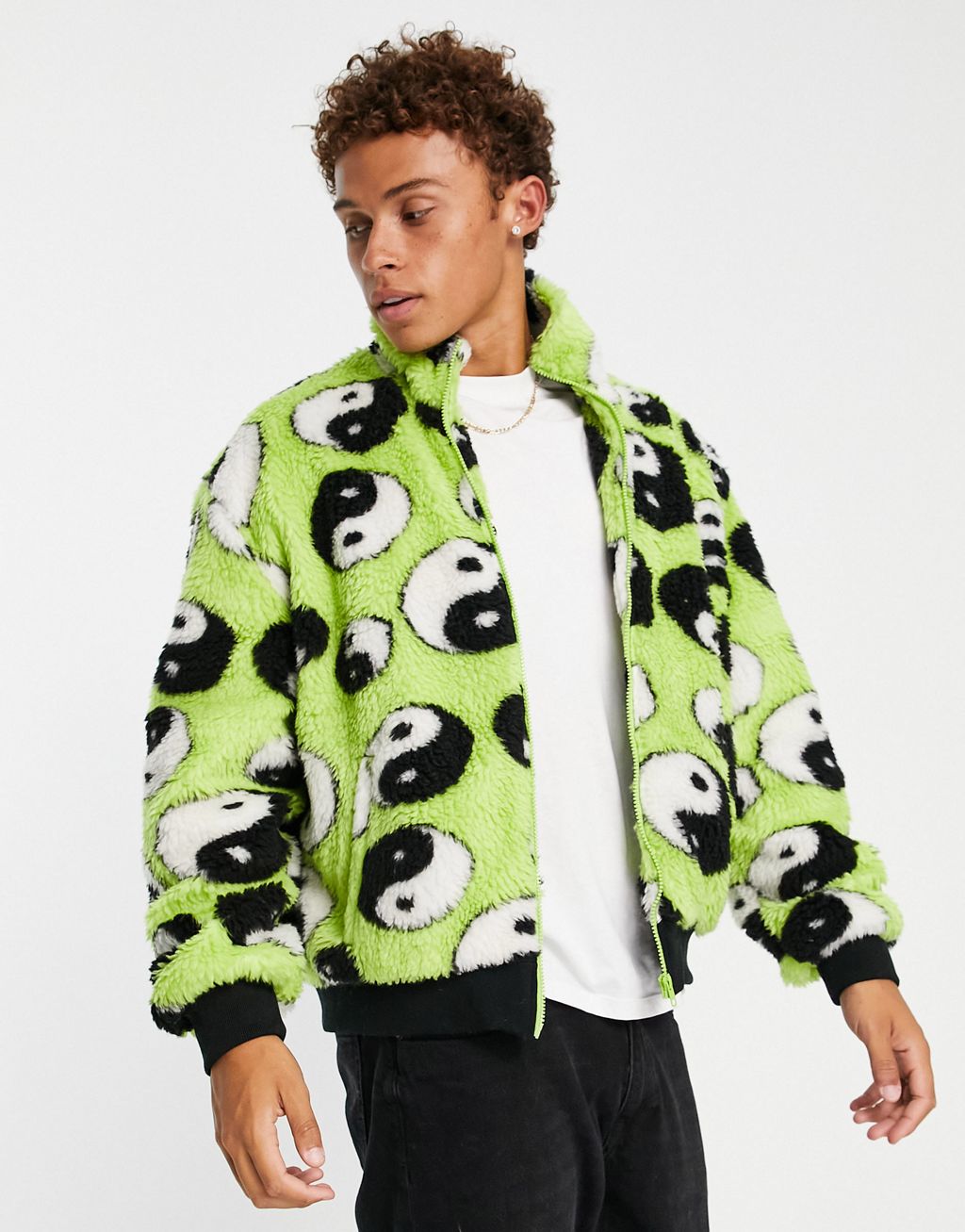 Printed borg jacket clearance