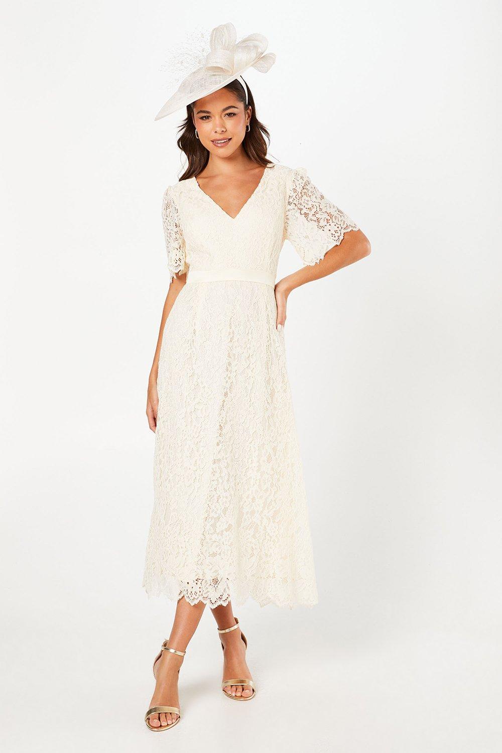 Striped Angel Sleeve Woven Midi Dress