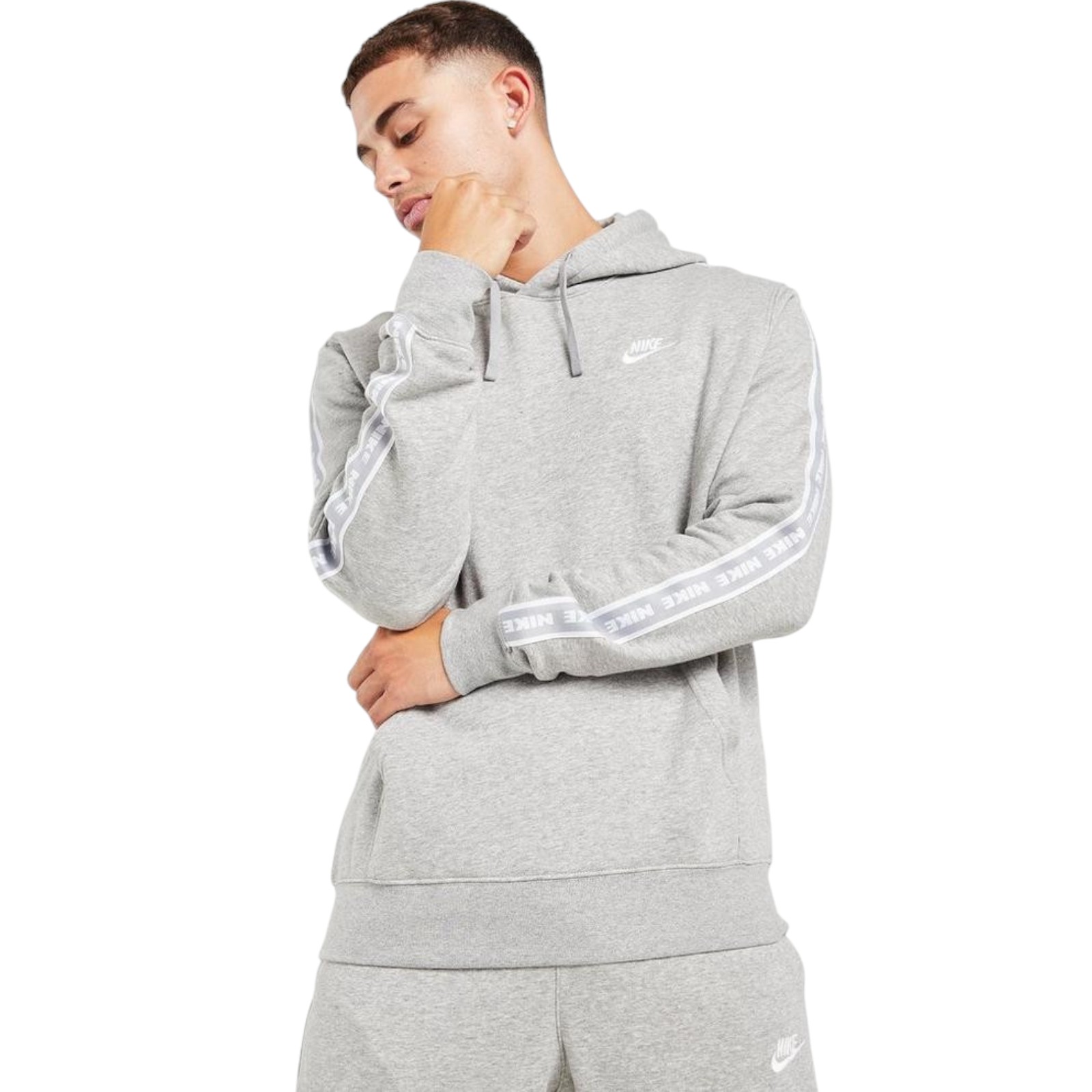 Nike tape hoodie grey hot sale