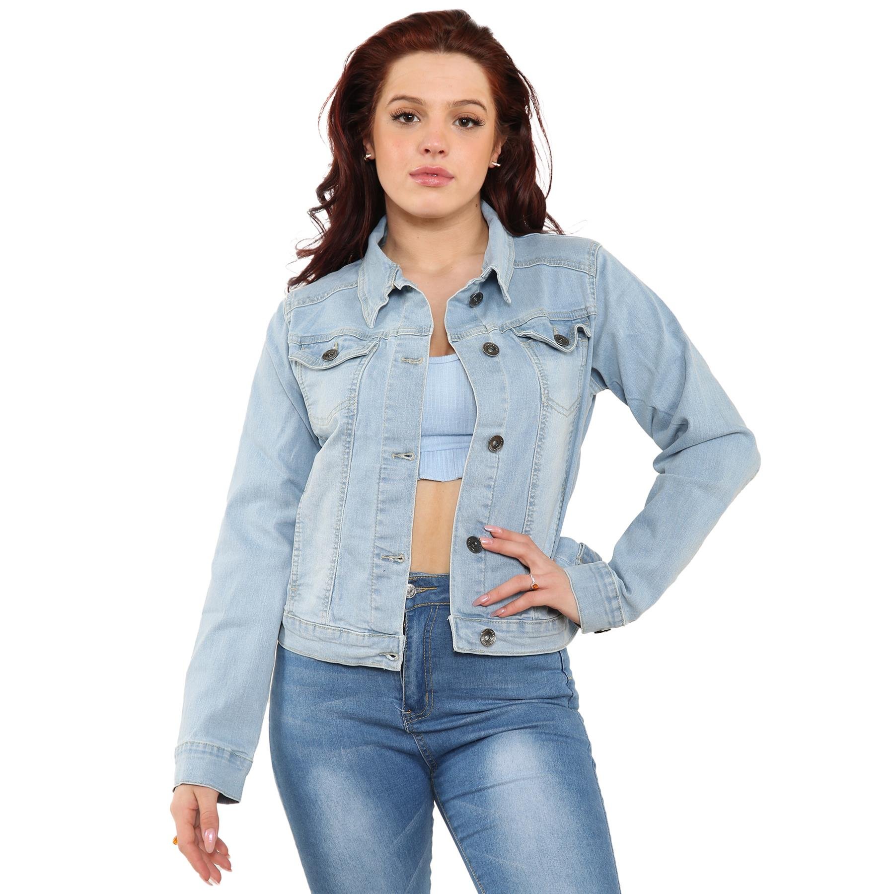 Chaqueta De Mezclilla Elástica Con Botones Para Mujer - Marca Enzo, Estilo Clásico, Tallas UK