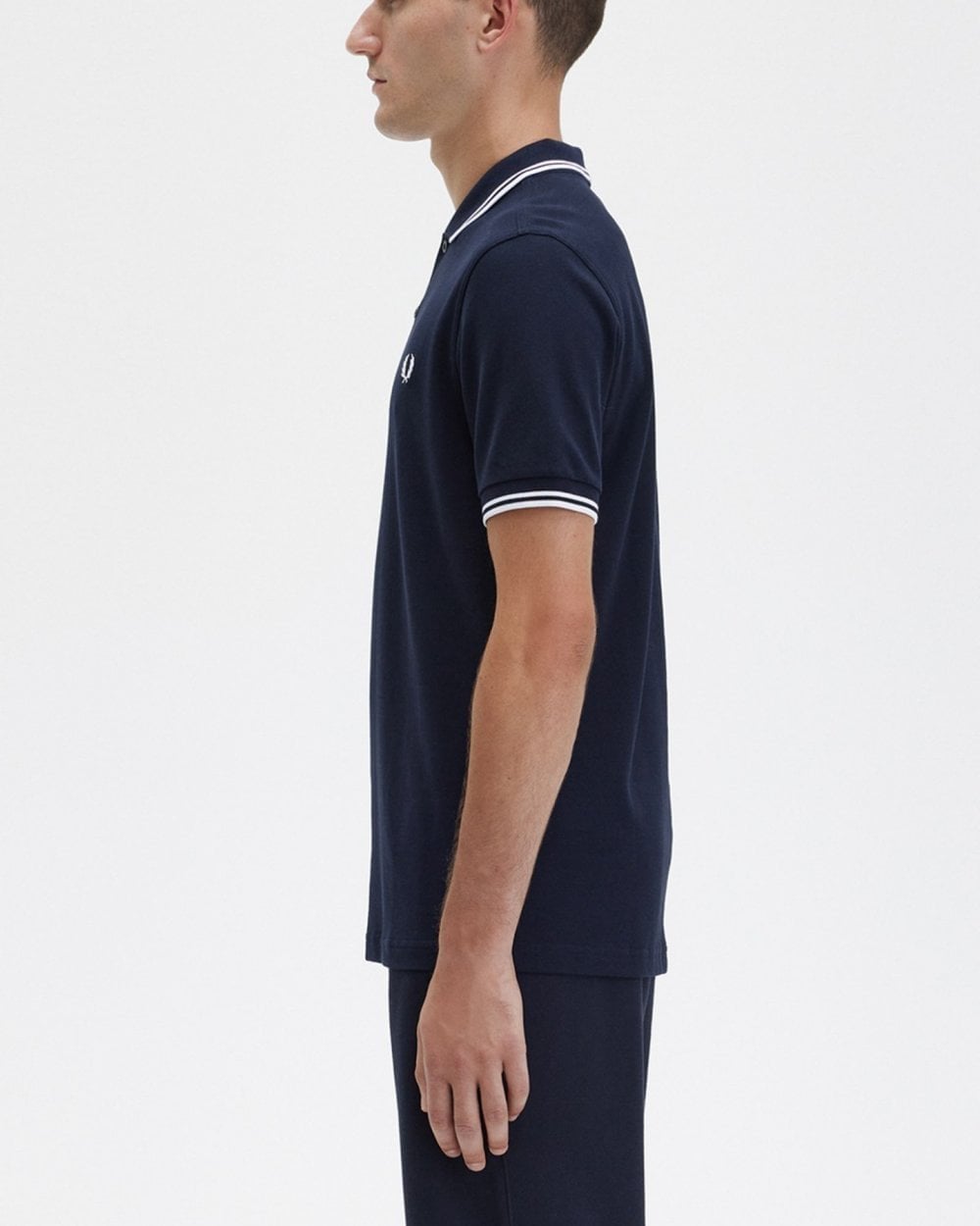 Fred Perry Heren Twin Tipped Poloshirt in Marineblauw/Wit/Wit