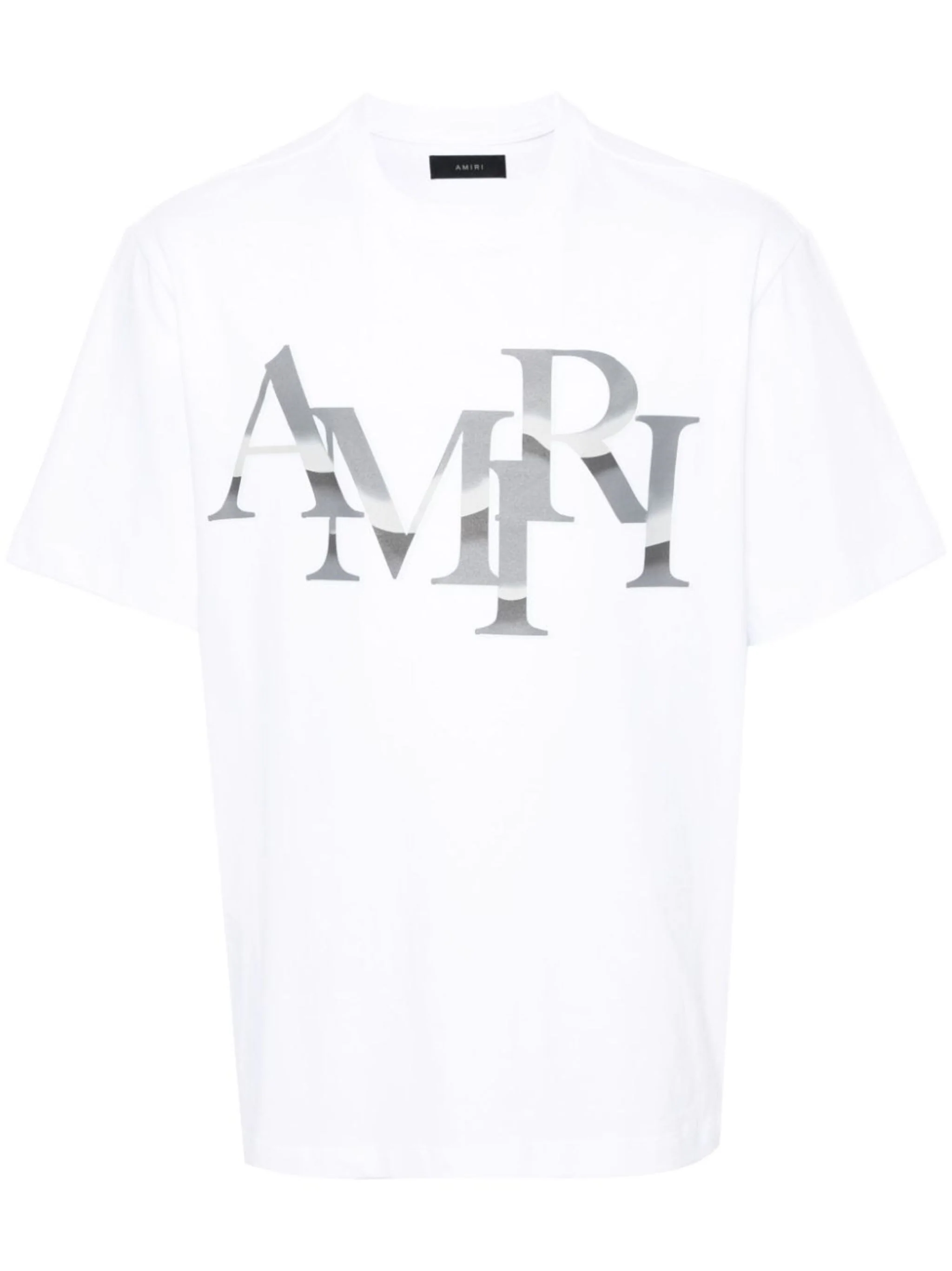 AMIRI スタッガードクロームTシャツ 個性 立体ロゴデザイン AMIRI Men's Chrome Staggered Logo T-Shirt in Black Amiri