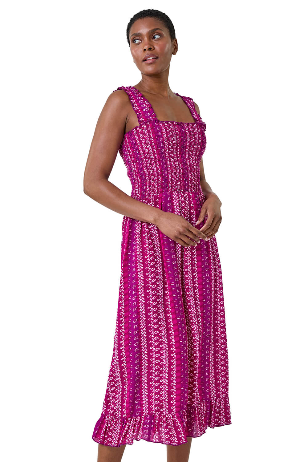 Abstract Stripe Flow Midi Dress