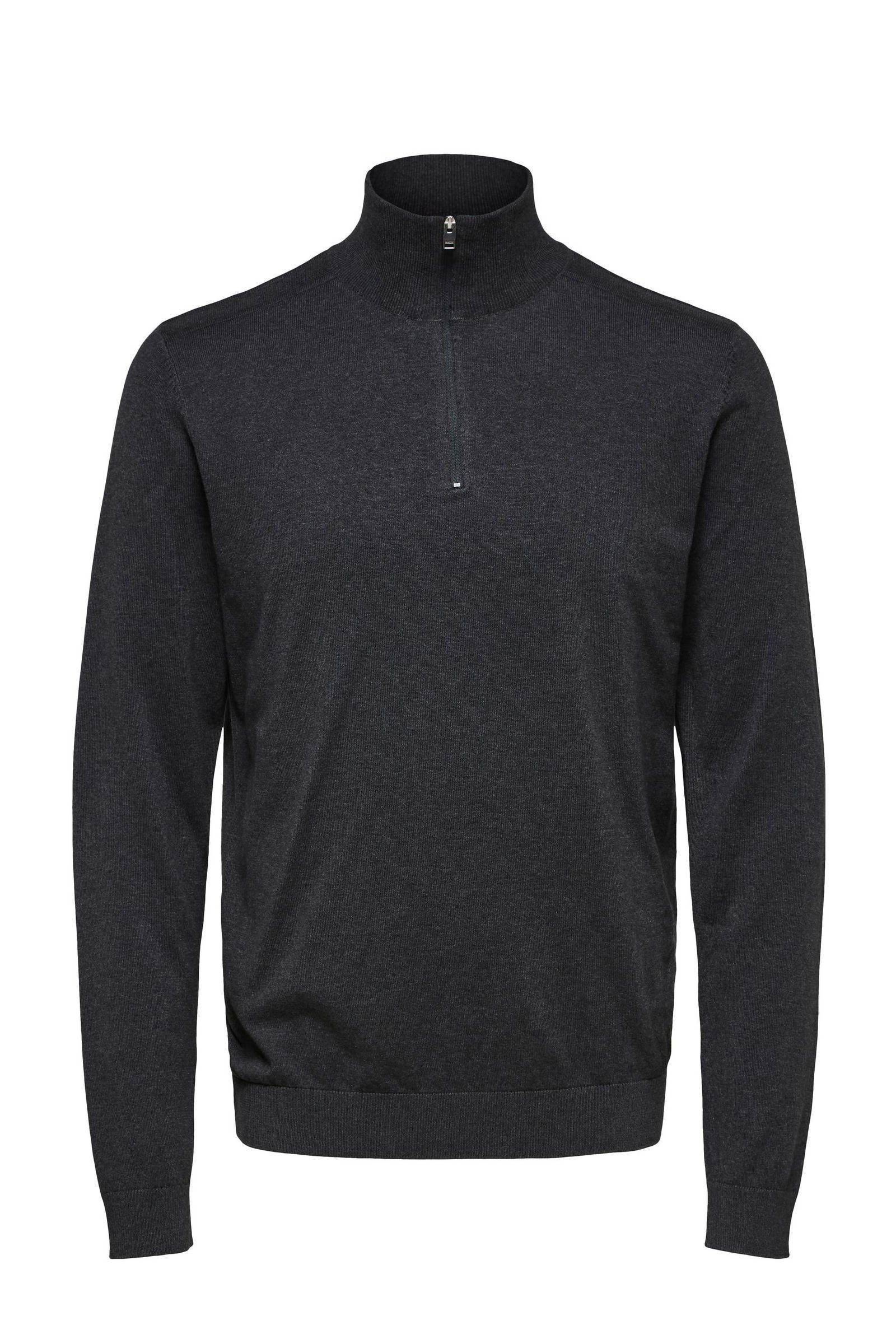 Selected Sweaters Berg Half Zip Cardigan Antraciet Grey
