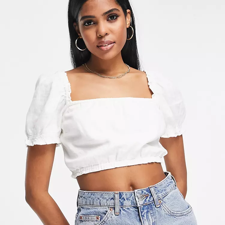 Ruched square neck top outlet