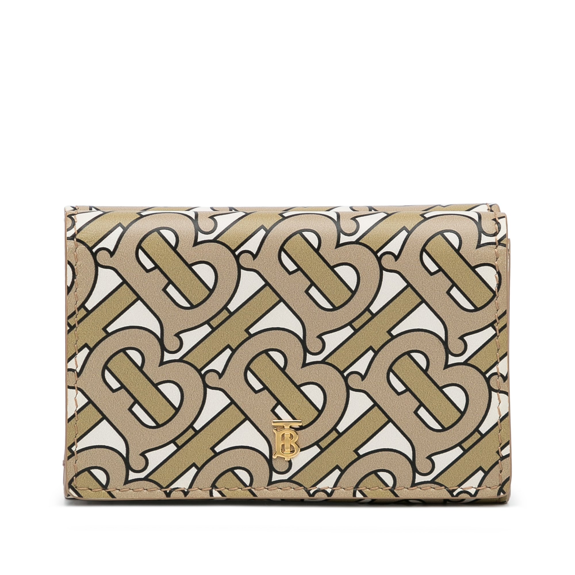 Vintage Burberry Monogram TB Double Flap Wallet Brown