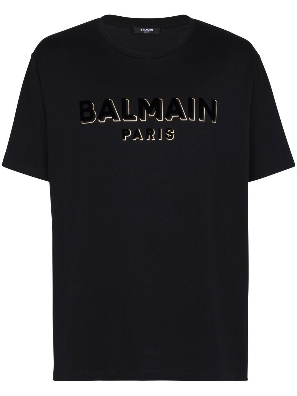 【関税込】BALMAIN Velvet logo t-shirt Men's BALMAIN x H&M T-Shirt Tee Velvet Logo M Cotton Khaki