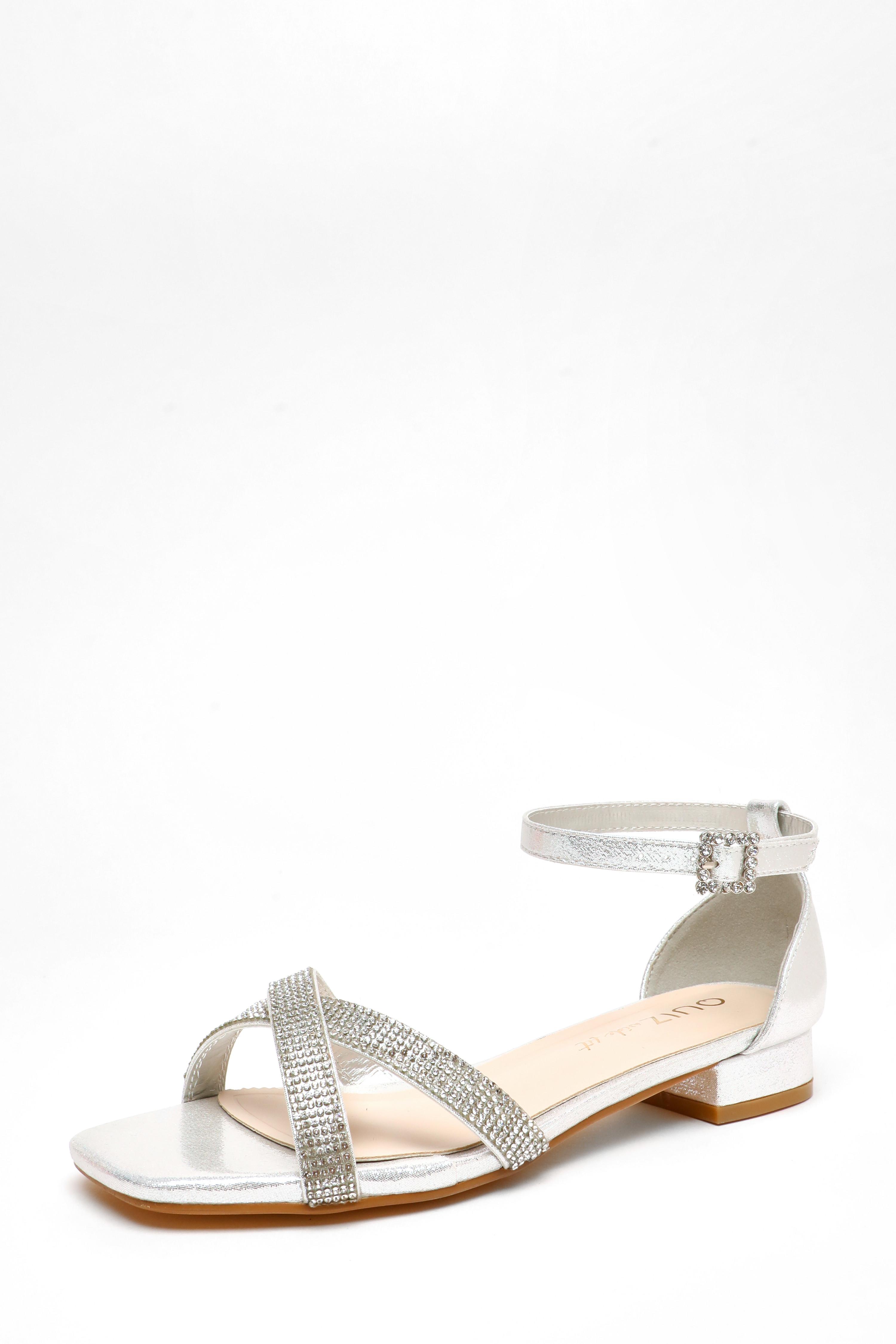 Quiz silver shimmer diamante sandals best sale