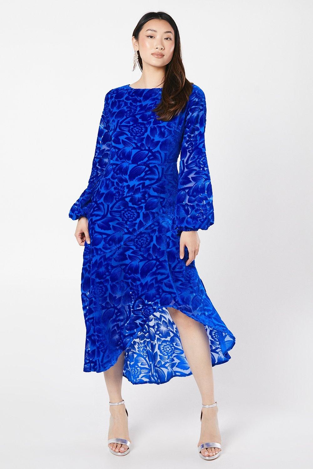Floral Velvet Devore Midi Dress