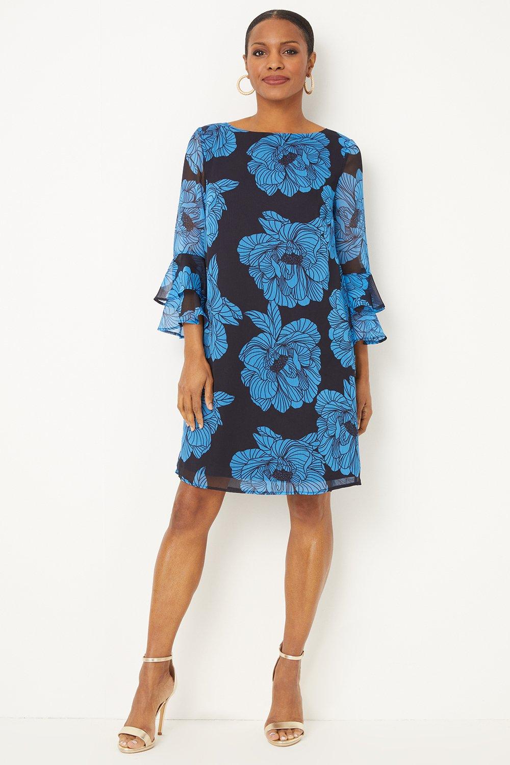 4511132 Navy Blue Floral Shift Dress