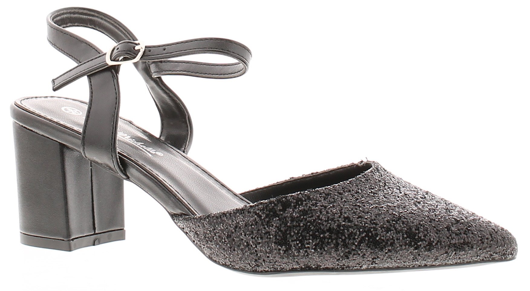 Womens Sparkly Court Shoes Aubrey Buckle black