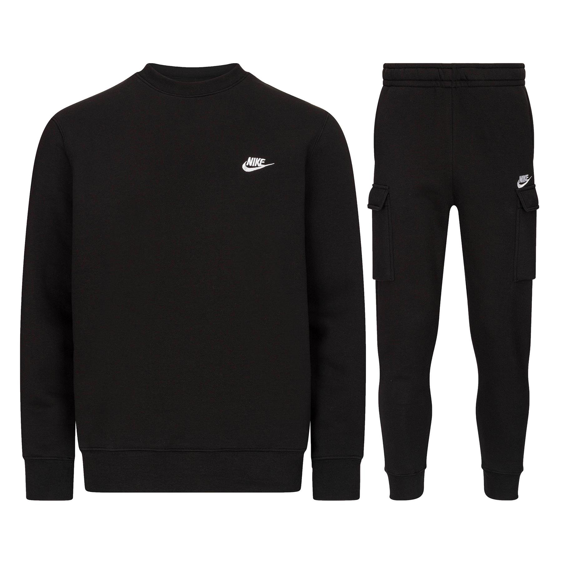 Nike club tracksuit black sale