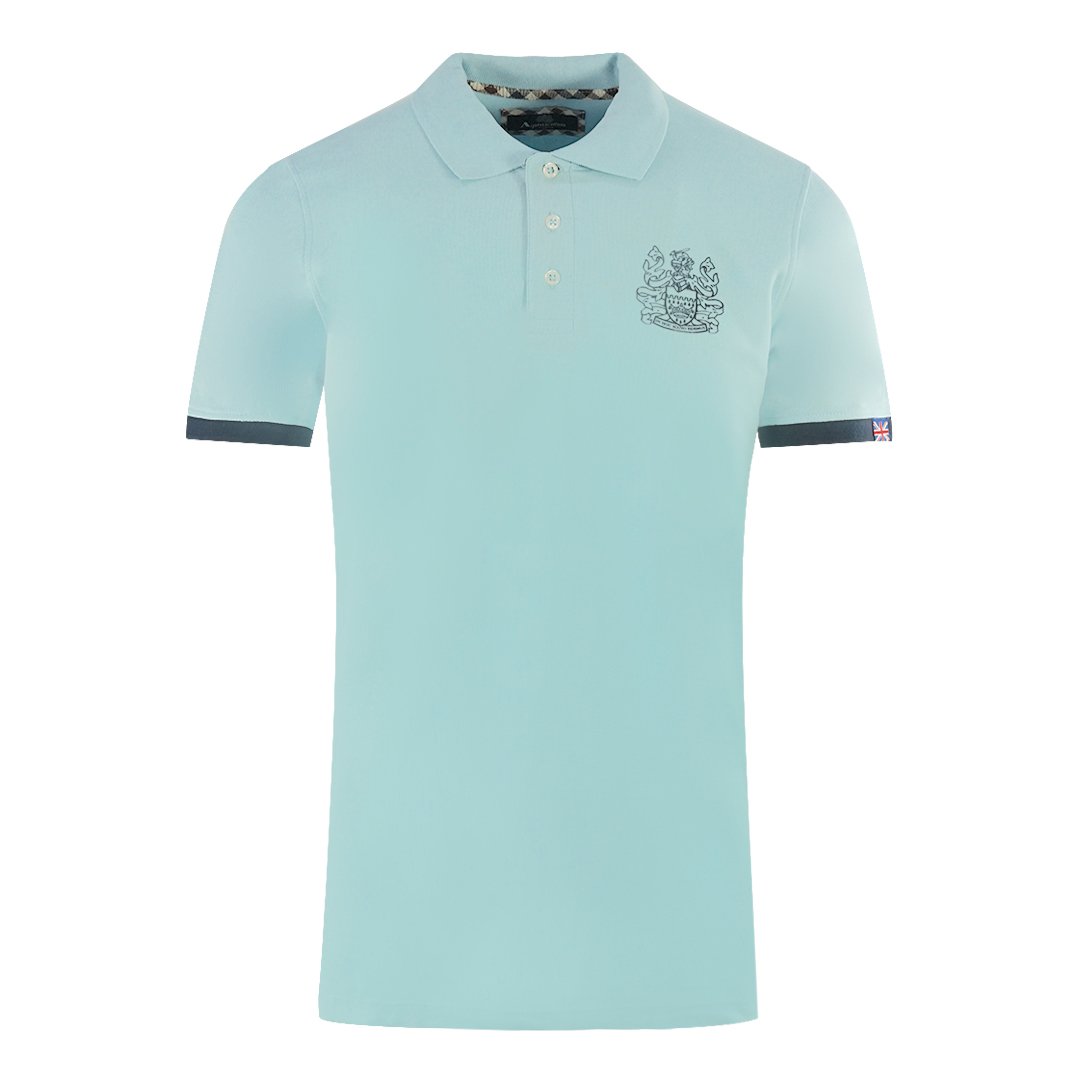 Aquascutum Twin Tipped Collar Brand Logo Royal Blue Polo Shirt main image 1