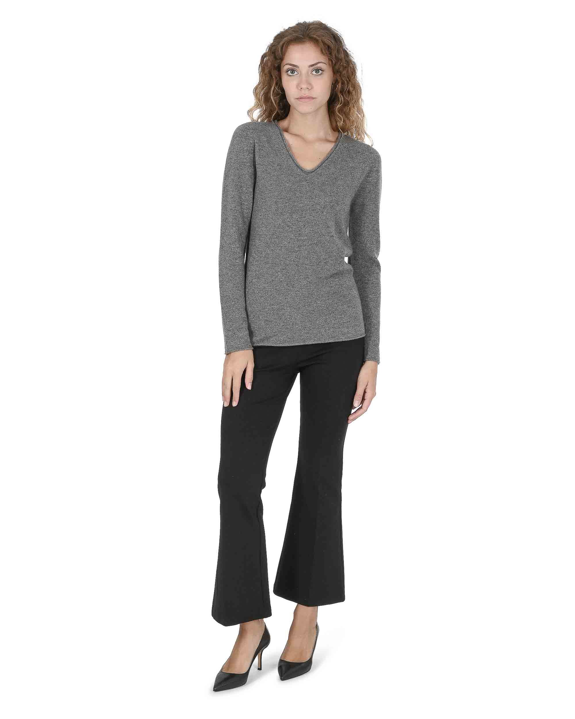 CUNYI Cardigan voor dames V-hals dames trui met lange mouwen en knopen Dames gebreide jas Elegant, lichtgrijs L