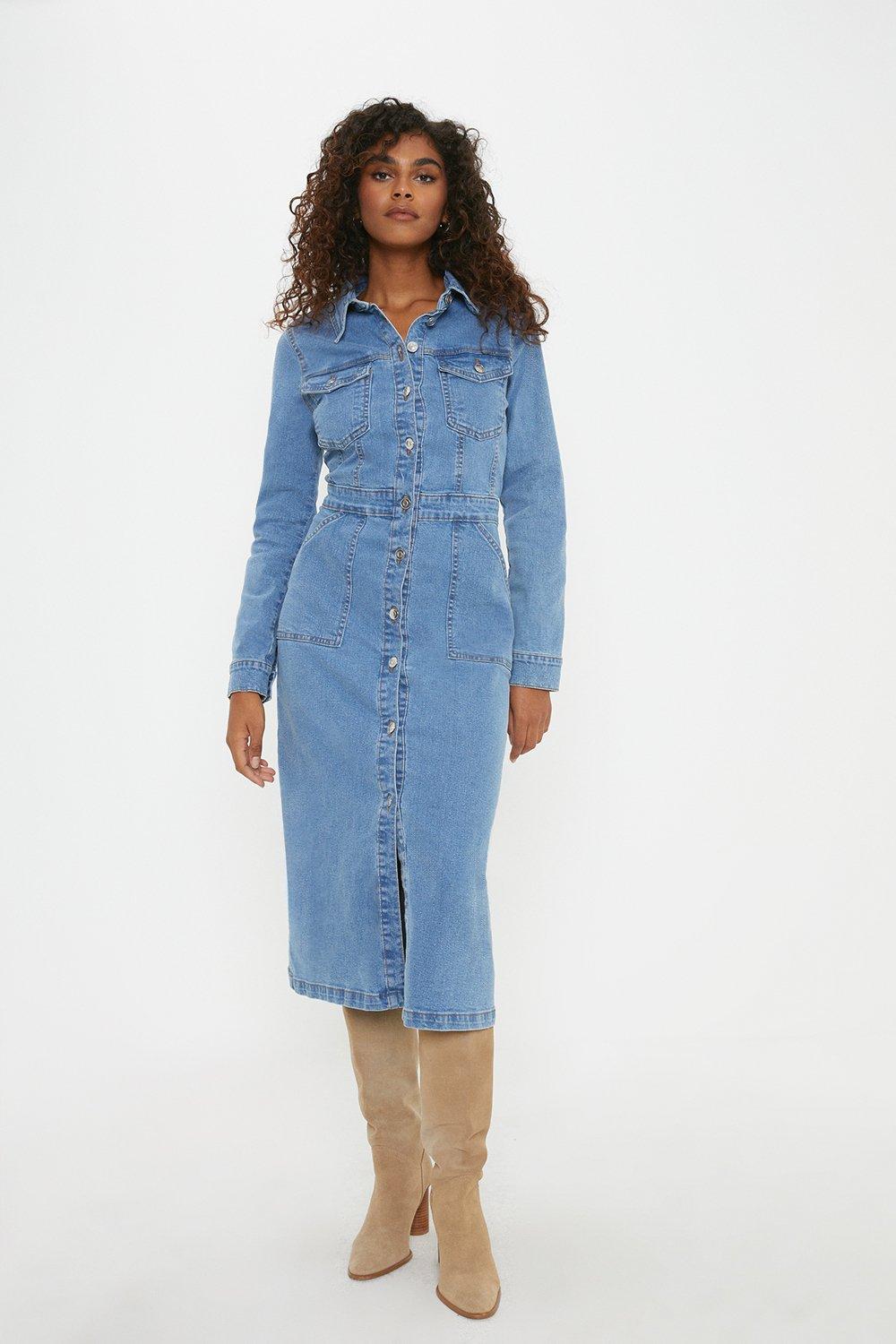Dorothy perkins indigo denim shirt dress deals