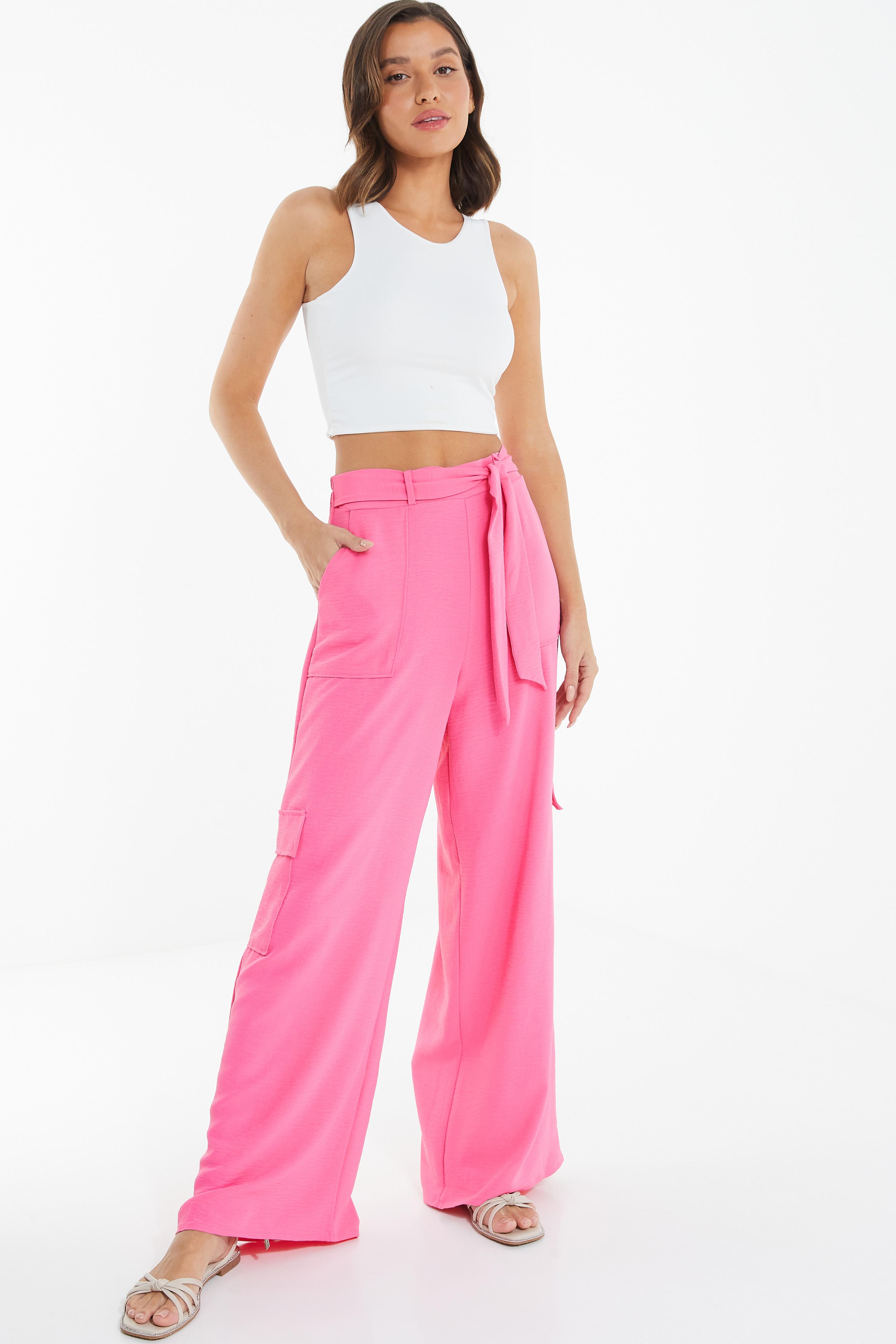 Babyhug Twill Full Length Trousers with Stretch & Cargo Pocket - Pink main image 1