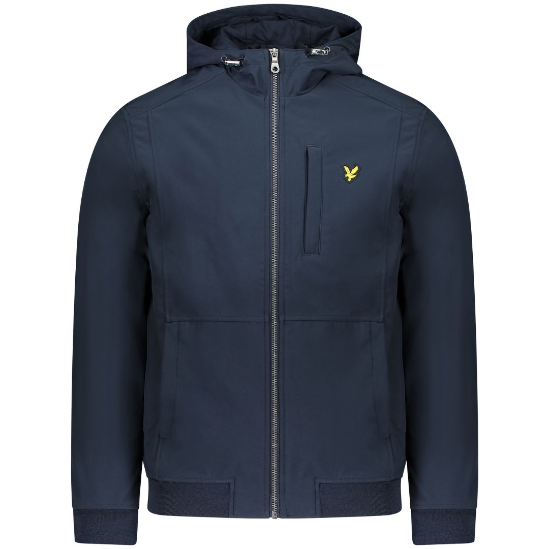 Dunkelblaue Softshelljacke mit Lyle & Scott-Logo