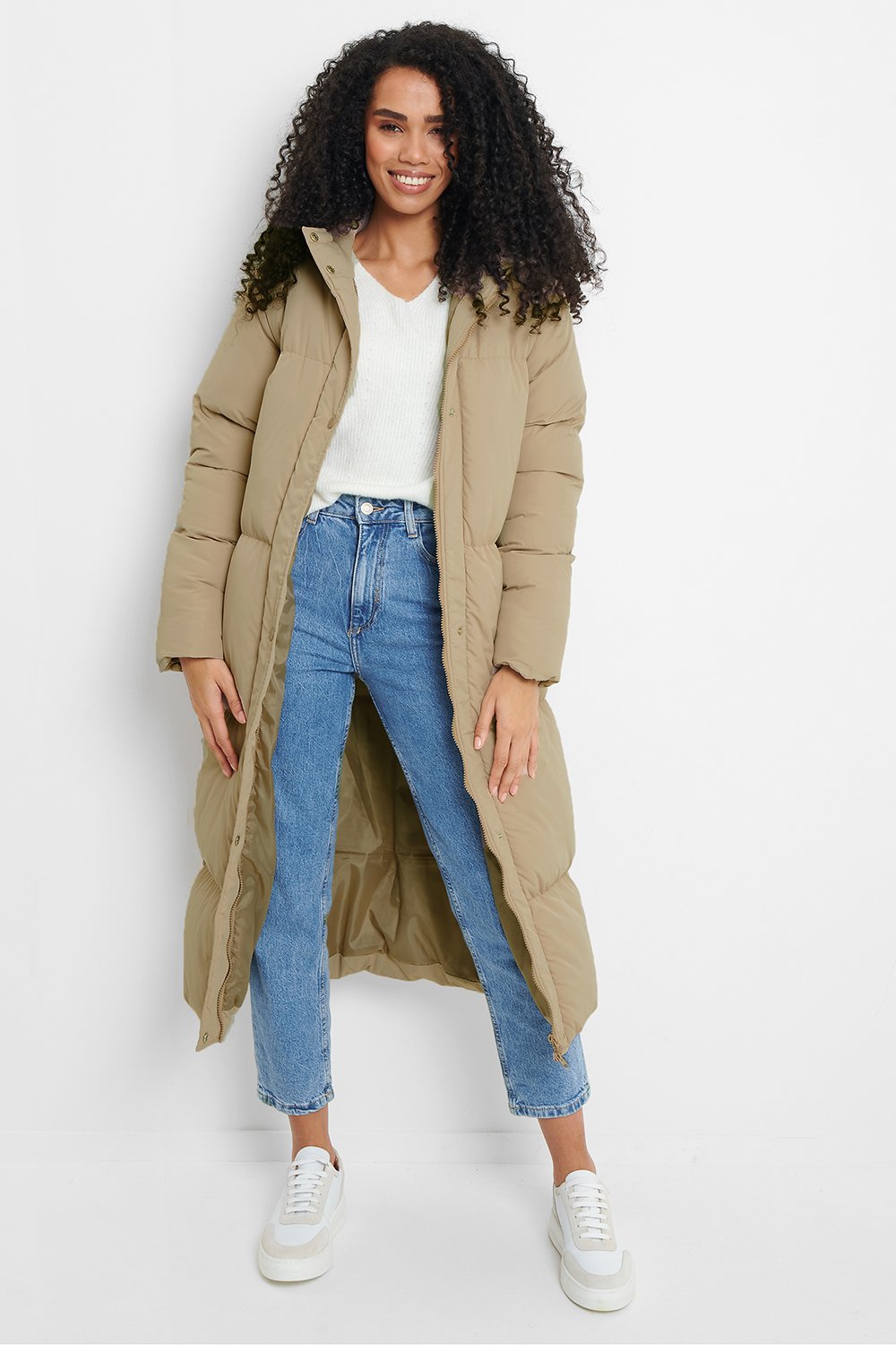 Taupe Jodie Quilted Puffer Maxi Jacket