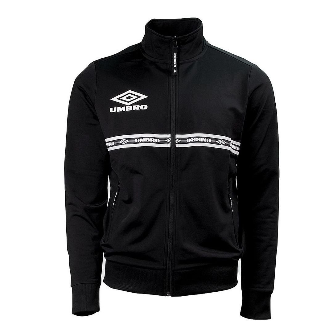 Umbro Long Sleeve Zip Up Black Mens Logo Taped Track Jacket 65805U 060