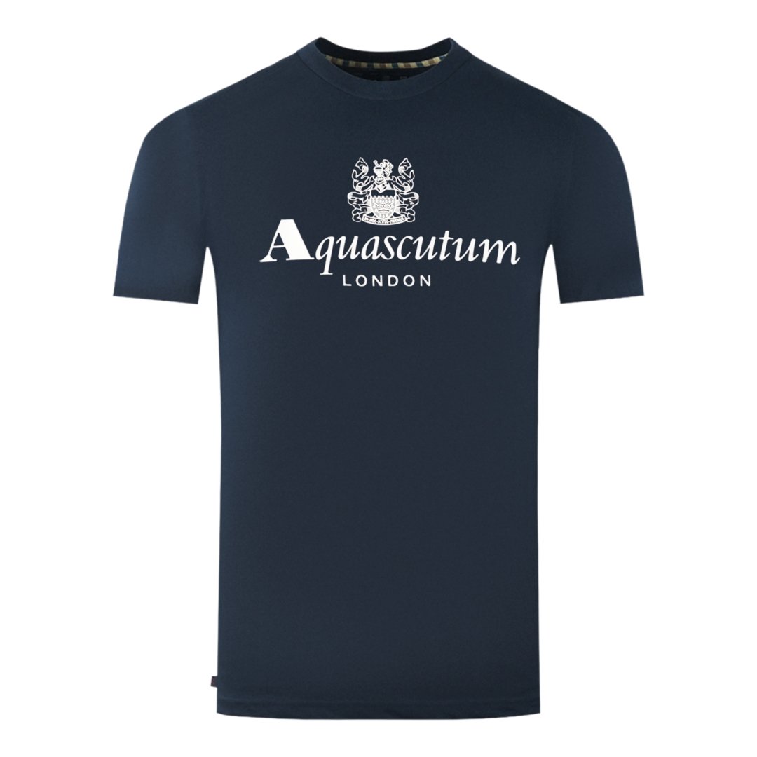 Aquascutum Large Bold London Aldis Brand Logo White T Shirt