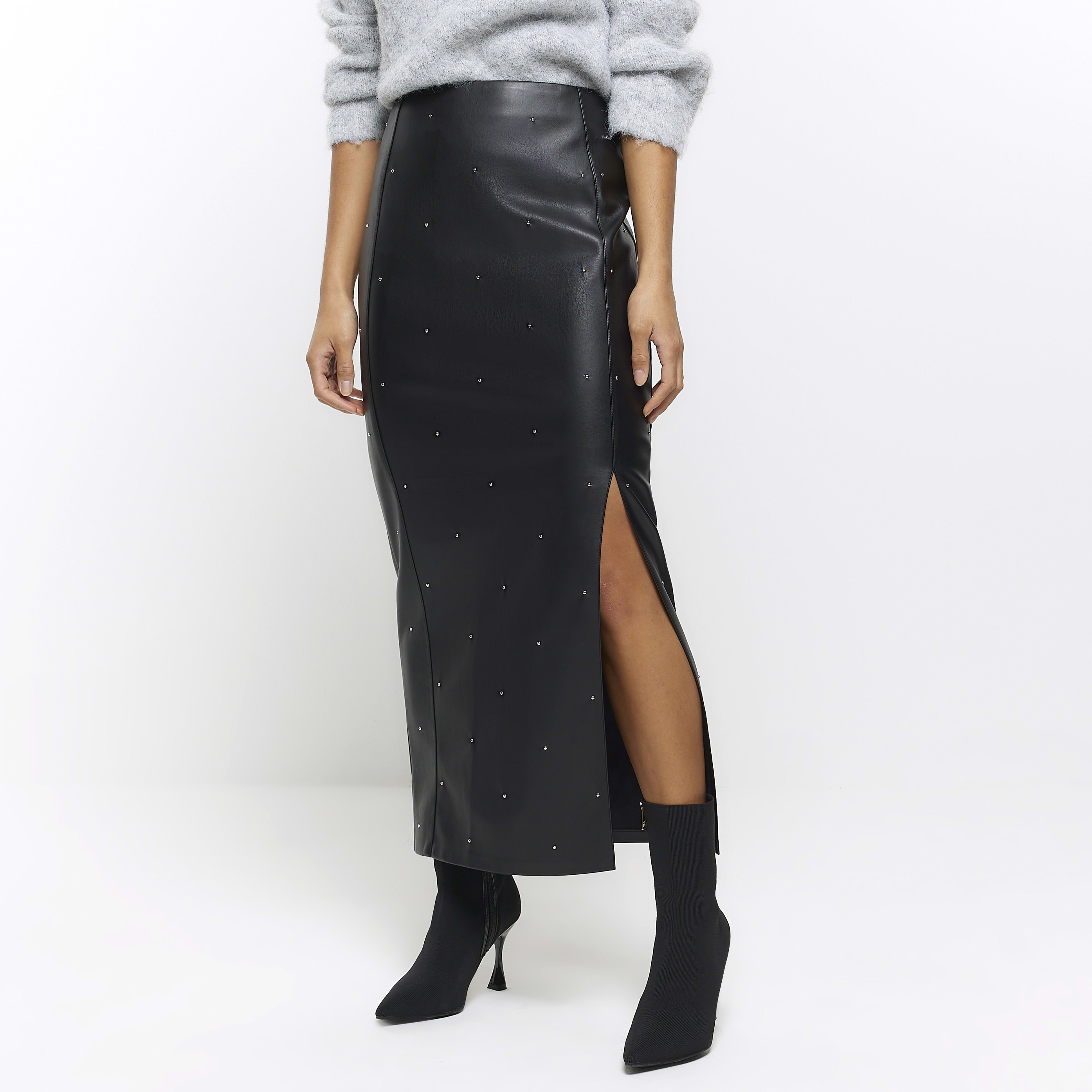 River island leather midi skirt hotsell