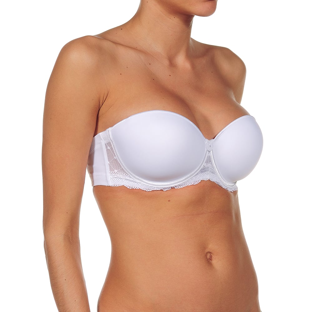 Blue Heather Floral Non-Padded Strapless Underwire Bra for Women main image 0