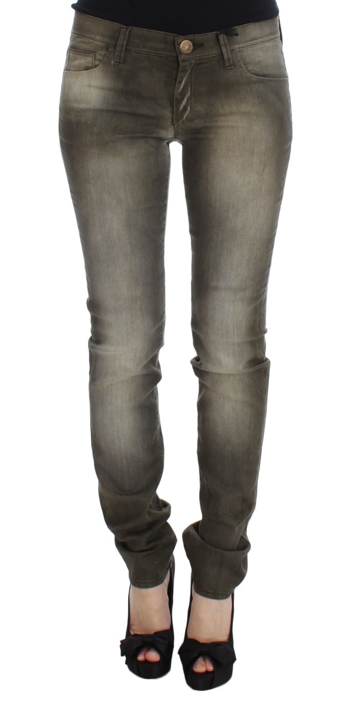 Ermanno Scervino - Jean Slim Fit en coton mélangé gris délavé pour femme