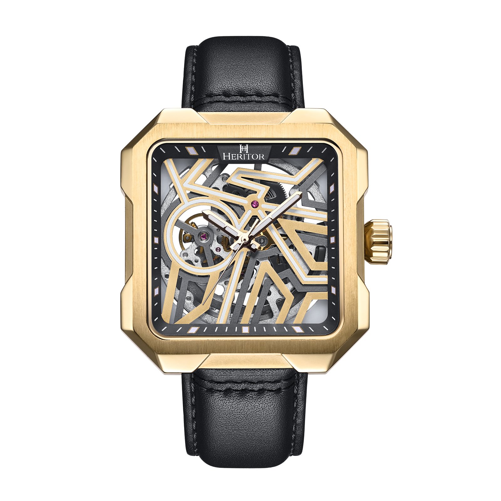 Montre squelette automatique Campbell avec bracelet en cuir Heritor