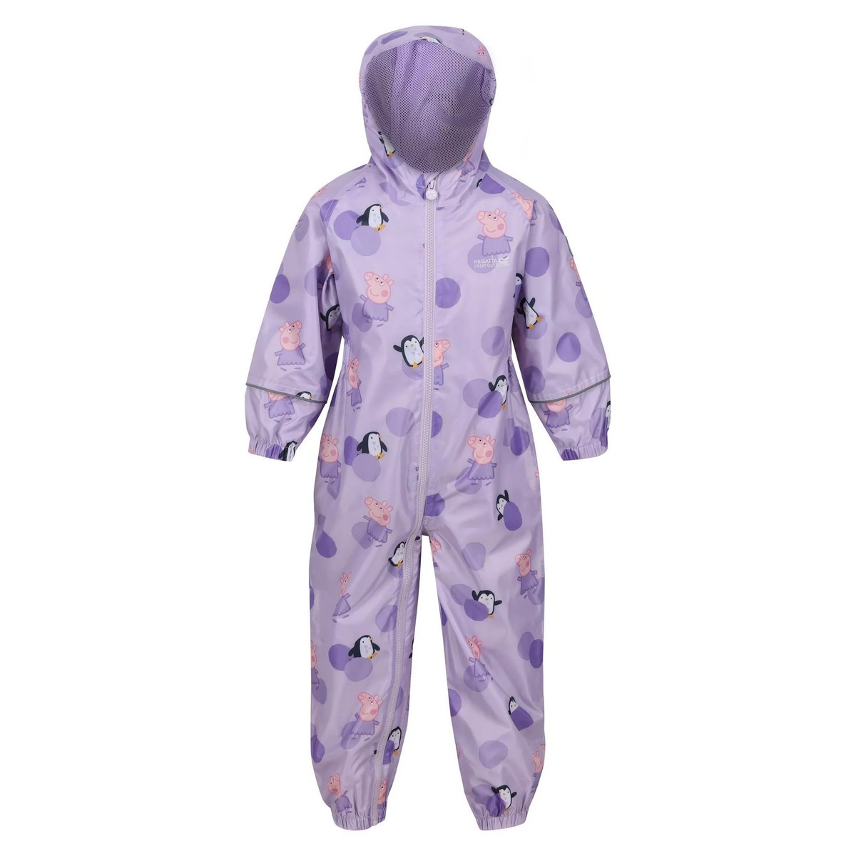 Regatta Childrens Kids Pobble Peppa Pig Puddle Suit Pastel Lilac