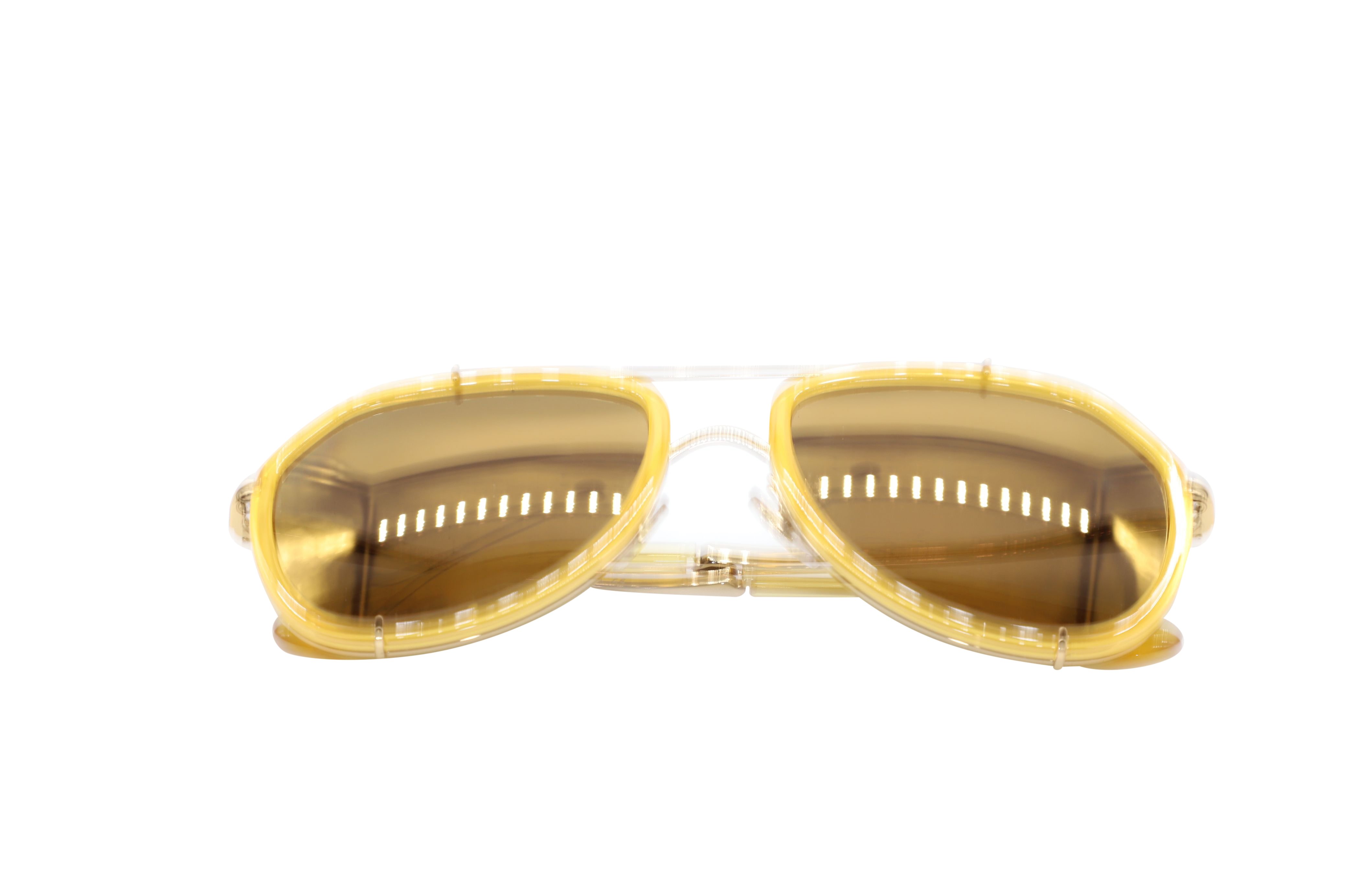 Dolce & Gabbana Mirror Griffe Sunglasses in Yellow Metal NEW DOLCE & GABBANA DG 8093 1985/13 BROWN YELLOW AUTHENTIC  main image 3