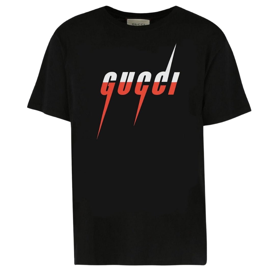 【GUCCI 】T-shirt With Blade Black\" Gucci Blade Print T-shirt Black/Red/White Men's - US