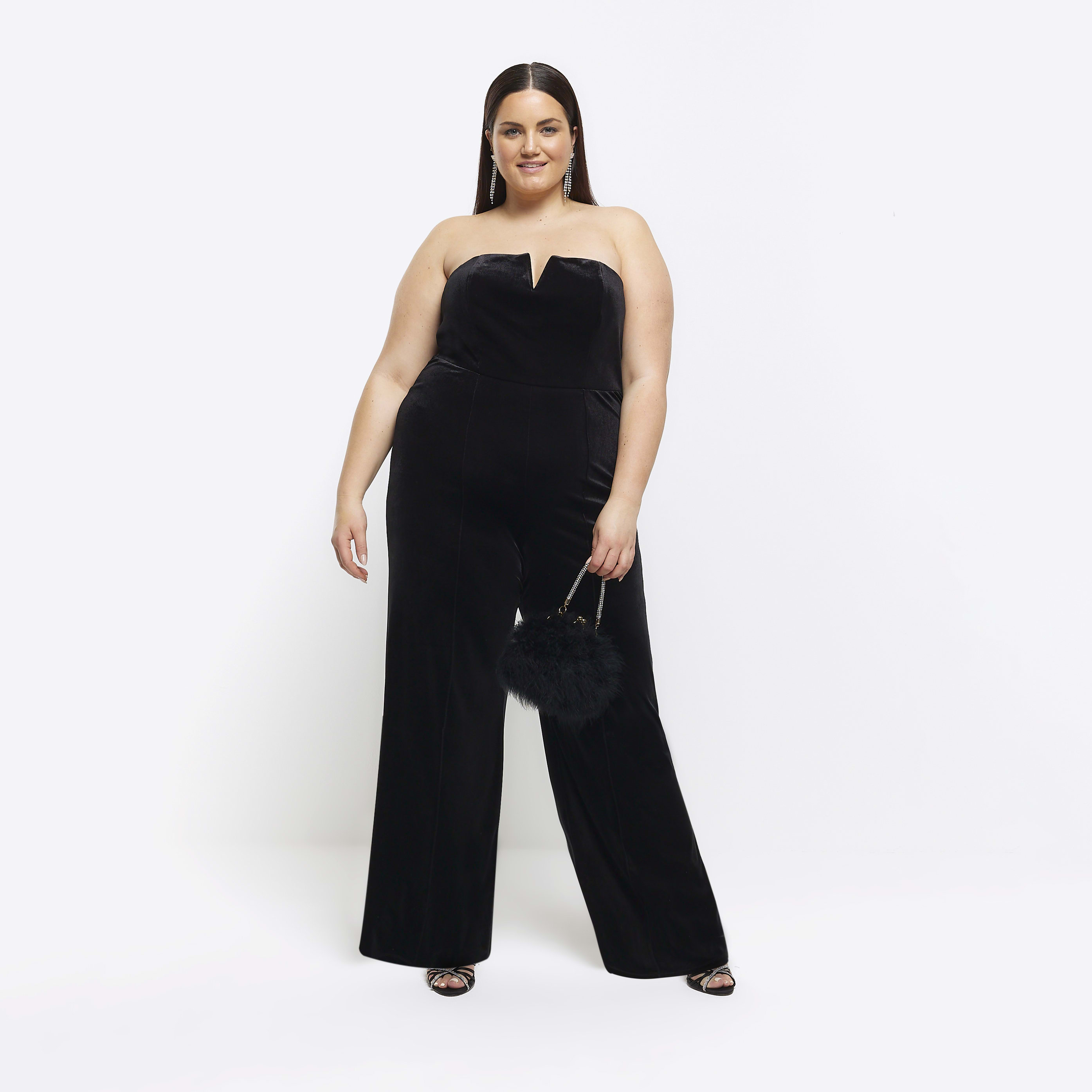 River island velvet jumpsuit clearance